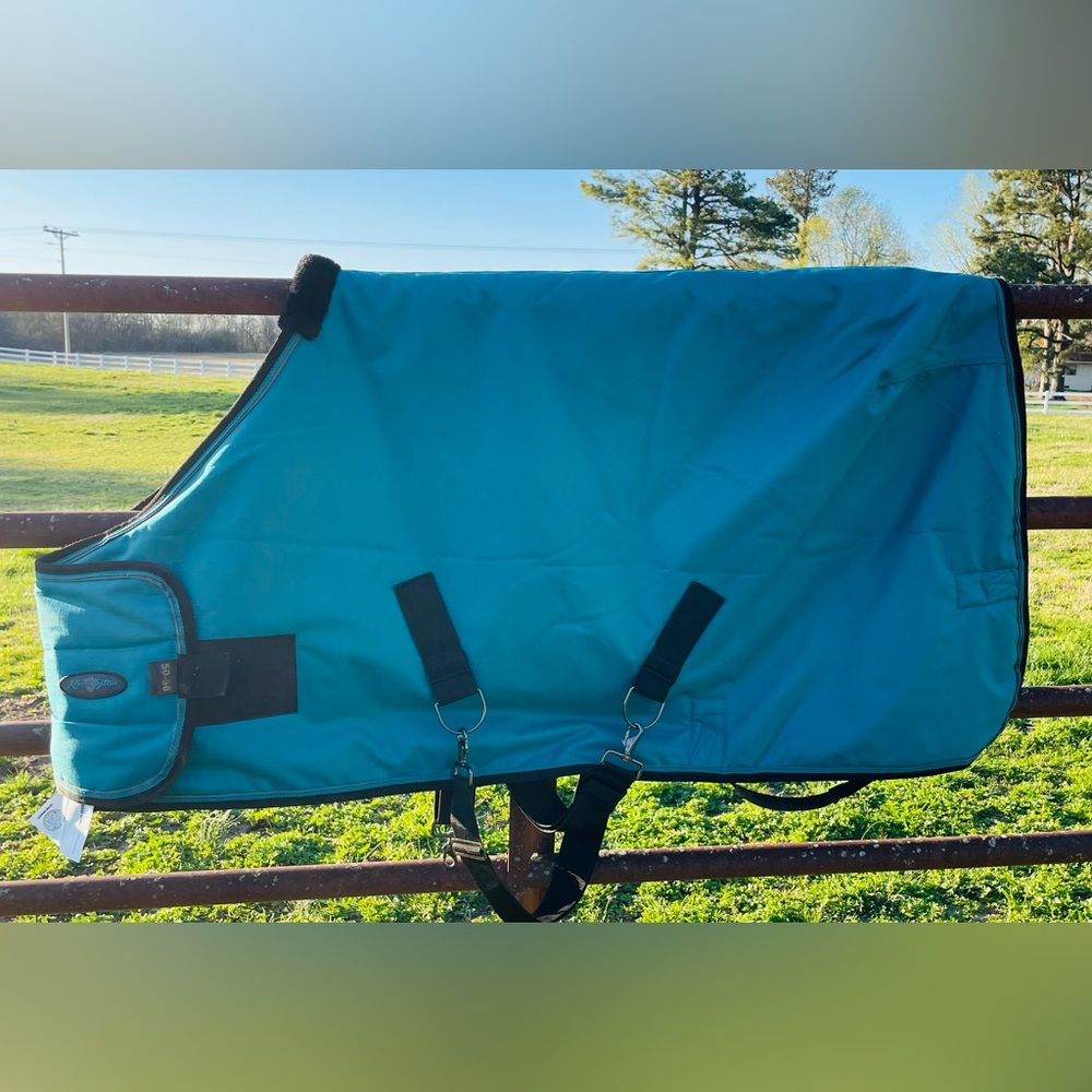 Kensington weanling blanket. 50-58”. Teal blue